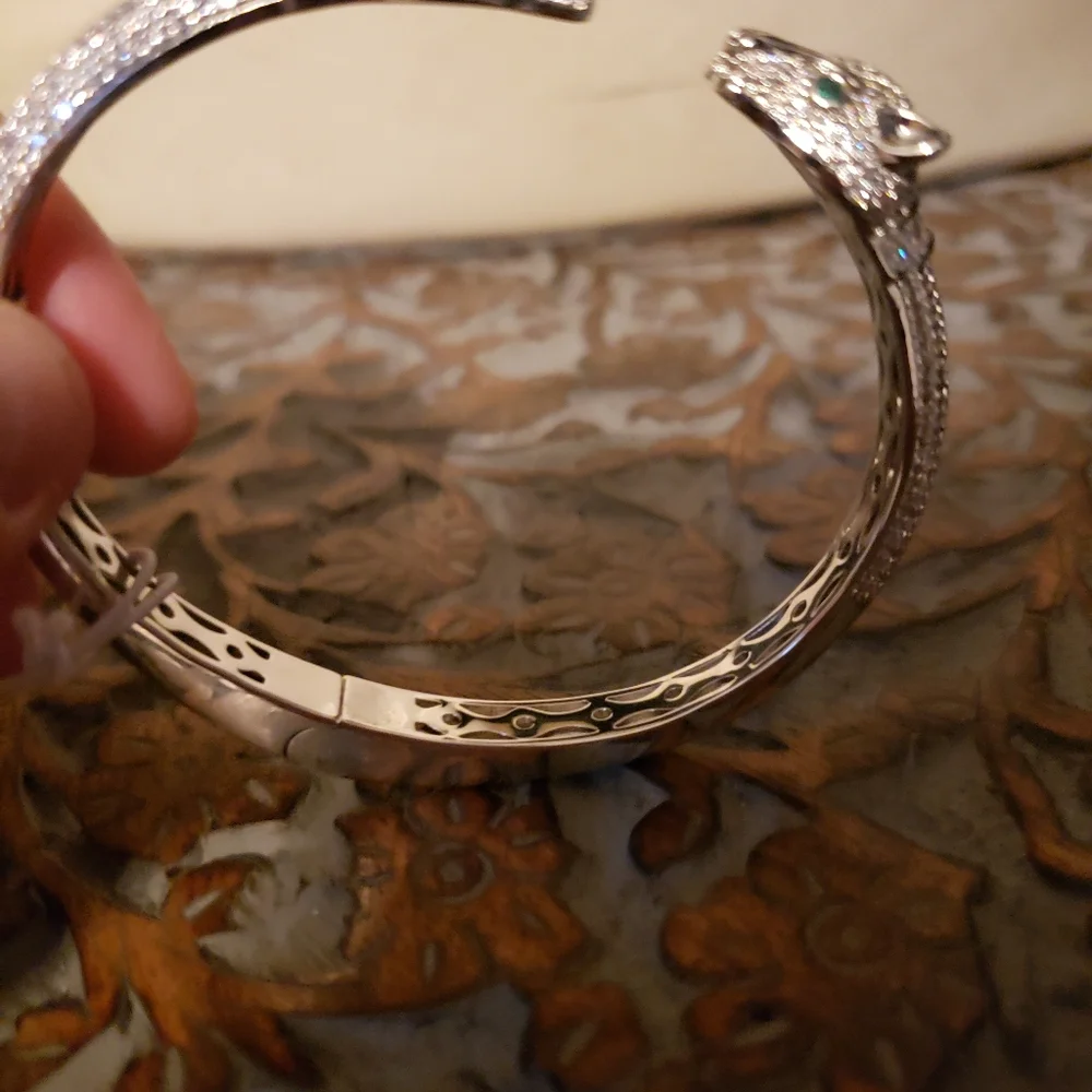 Silver plated panther bracelet Cubic Zirconia - Picture 2 of 3